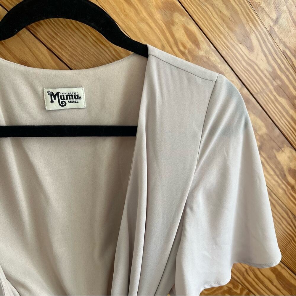 Show Me Your Mumu Sophia Wrap Dress Bridesmaid Beige Deep Ring Crisp - Picture 7 of 8